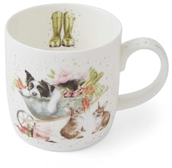 Royal Worcester x Wrendale Designs Coffee Mug - Fine Bone China White Mug with Handle, Dishwasher & Microwave Safe, Sleeping on The Job Design, Suitable for Hot Drinks