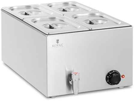 Helloshop26 Bain-Marie Chauffe-Plat Bain-Marie Bain-Marie Professionnel 600 Watts 4 x GN 1/4 Robinet de vidange 14_0004220