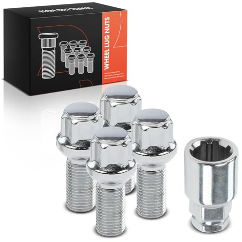 Frankberg 4x Bolts Stud Wheel Bolts + 1x Wheel nut front rear 28018SUB | Compatible with: Polo 9A 9N, Polo 6C1 6R1, P.a.s.s.a.t Variant 3B6, A6 Avant 4F5 C6, T.o.u.r.a.n 1T1 1T2, A3 8P1