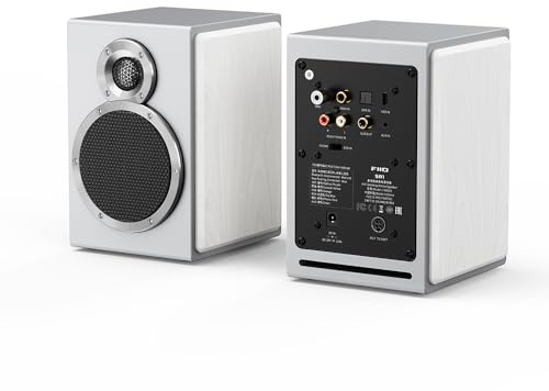 FiiO SA1 High-Fidelity Desktop Speaker. 31-Band PEQ, LDAC Bluetooth,20W2+5W2 Output, Phono Preamp, Wood Fiber Woofer, Aluminum-Magnesium Tweeter (White)