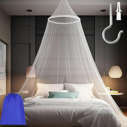 NYSDM Zanzariera a Cupola Pieghevole con Bordo in Pizzo, Repellente per Insetti, Decorazione per la Stanza, Sonno Confortevole per Il Letto