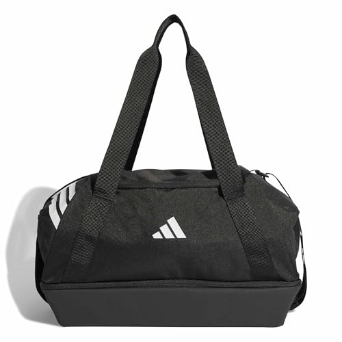 adidas Unisex Tiro Duffle Bag Small with Bottom Compartment Duffel Bag, Black/White, One Size