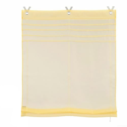 Elegante Raffrollos mit Ösen, 120 x 140 cm, Raffrollo, Fenstervorhang für Küche, Büro, mehrere Farben (gelb)