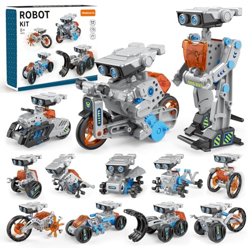 Jiakora 12-in-1 STEM Roboter Set Spielzeug, DIY Elektroroboter Lernspielzeug für Kinder ab 8 Jahren, 202 Stücke Wissenschaftliche Bausätze Experimente Spielzeug, Geschenke für Jungen und Mädchen