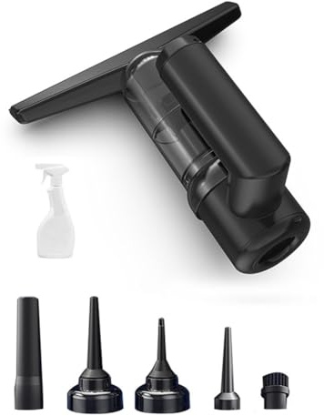 Uxsjakjsd Limpiador de Ventanas Multifunción, Aspirador Eléctrico de Alta Succión para Espejos de Coche, Color Negro.