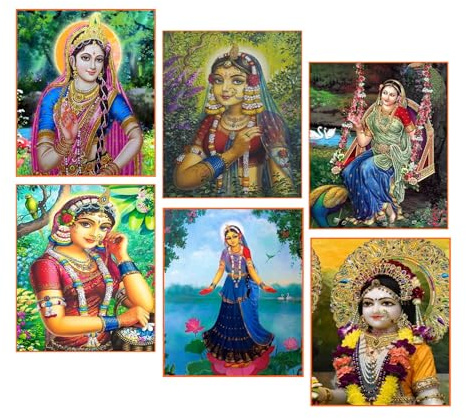 Shri Radha Naam Devoty Pray chitr sewa LEMINATED Wall steaker Size 6 * 5 inchi gumming Back Set of SIX for Home Office & Temple Decor
