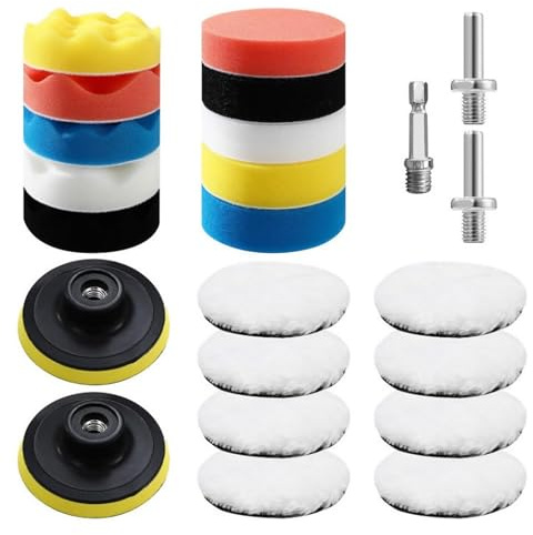 deegbbyi 23 Pezzi Spugna Lucidante Autoadesiva, Tamponi Lucidanti per Auto Spugna Autoadesiva, Cuscinetti Lucidanti per la Cura 'auto, Set di Tamponi per Lucidatura per Auto, per Levigatura e Apertura