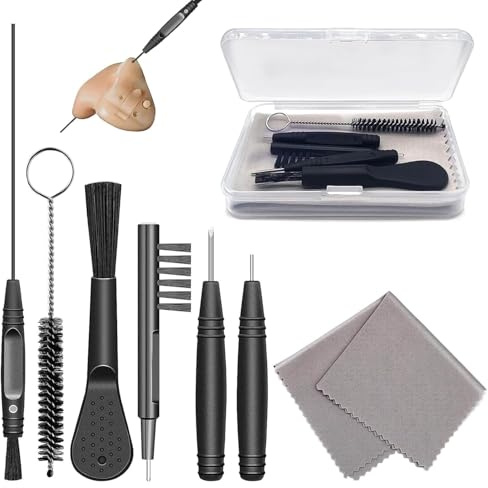 BAAQII 8-teiliges Hörgerät-Reinigungsset, Hörgerät-Reinigungsbürsten, Draht und Etui, komplettes Set, Verstärker-Reiniger, Werkzeug, Ohrhörer, Reinigungszubehör