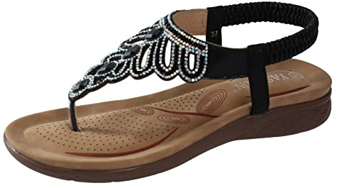 Generisch Sandalia de playa, senderismo, para mujer, para senderismo, deporte, sandalias de agua, planas, para playa, peep-toe walking, Negro , 40 EU