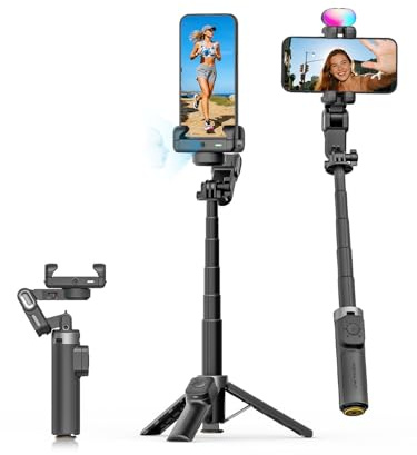 AOCHUAN Gimbal Stabilizer for iPhone, 4 in 1 Phone Gimbal w/360° Rotation for iPhone/Andriod Sefie Stick Tripod w/Auto Face Tracking and Wireless Remote for Vlogging-M3 Promini Black