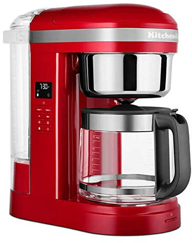 KitchenAid 1.7L Drip Coffee Maker, 29-Hole Spiral Showerhead, Programmable Warming Plate, 24-Hour Timer, Variable Brew Strength, Reusable Filter, Empire Red