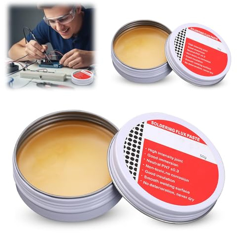 2PCS Solder Flux Paste, Rosin Soldering Flux Paste 50g Each, No Clean Lead Free Flux for Electronics Repair, High Purity Flux Soldering Paste for Phone Computer Motherboard Welding
