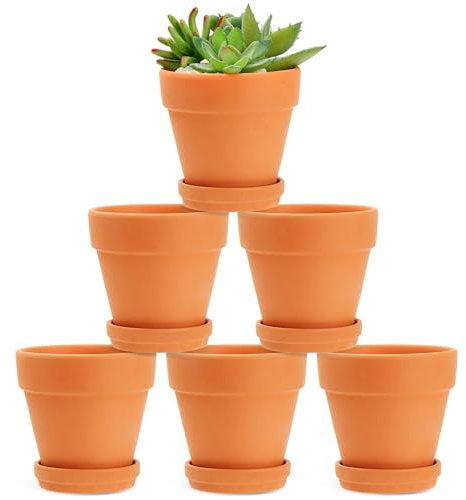 Juvale Vasi in terracotta con piattini, 10,2 cm, confezione da 6