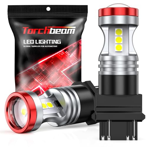 Torchbeam 3157 LED Light Bulbs 3600 Lumens with Projector Error-free For Reverse Back Up Lights DRL Brake Lights Fit 3156 3057 3056 4157 6500K Xenon White（Pack of 2）
