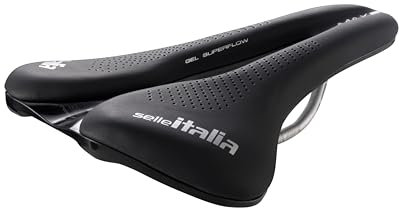 Selle Italia MAX NOVUS Boost EVO TI 316 Gel Superflow - Sella Bicicletta, Bici da Strada, eMtb, Foro Anatomico, Comoda - Taglia Unica, Nero