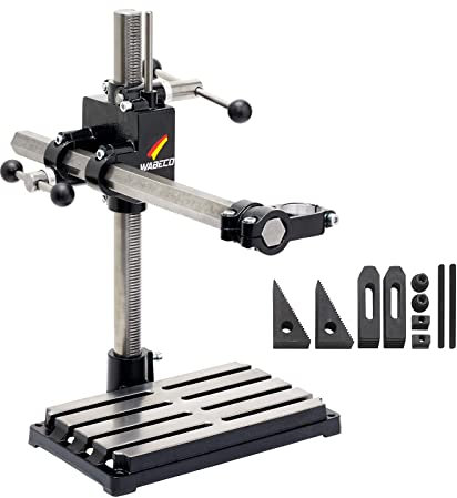 WABECO Bohrständer Fräsständer BF1242 mit Spannpratzen Satz 10-teilig, 2 Zustellachsen vertikal/horizontal Säule 500 Ausleger 500 mm Made in Germany