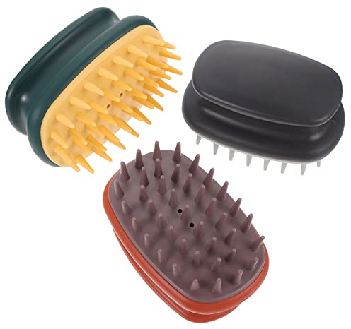 GLEAVI 3 Stück Silikon Kopfhautmassagebürste mit Ergonomischem Griff Doppellagigem Design und Großen Zinken für Haar und Kopfhautpflege
