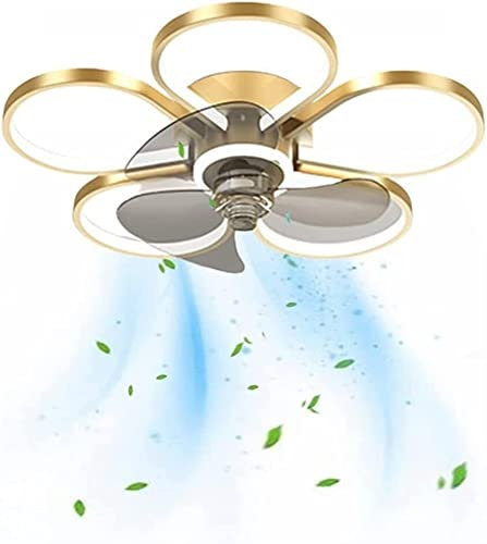 TONFON Lámpara de techo LED regulable Dormitorio Habitación infantil Ventilador de techo de 3 colores con luz Velocidad del viento de 6 velocidades Ventilador de techo con forma de flor moderna con co