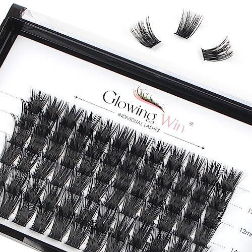 Glowing Win enstaka ögonfransförlängning 72 st gör-det-själv volymkluster ögonfransar 10–16 mm naturliga konstgjorda ögonfransar ögonfransförlängning individuella falska ögonfransar | Kluster Lashes Mix 10-16 mm DIY Återanvändbara Individuella Eyelashes