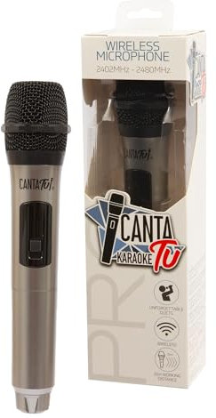 Canta Tu Karaoke - Micrófono Silver, un micrófono inalámbrico, Micro con Bluetooth Apto para el Karaoke Canta Tu, para Eventos en Familia, con Amigos y Fiestas, Famosa (CTC14101)