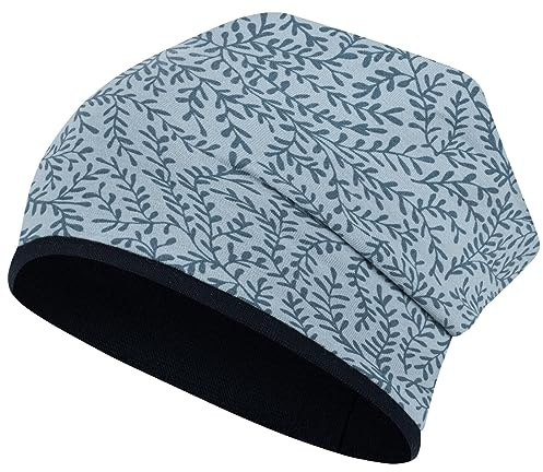 Smarilla Mädchen Herbstmütze Beanie Übergangsmütze Baumwolle doppellagig, Größe: 54-56, Farbe: Blau Zweige