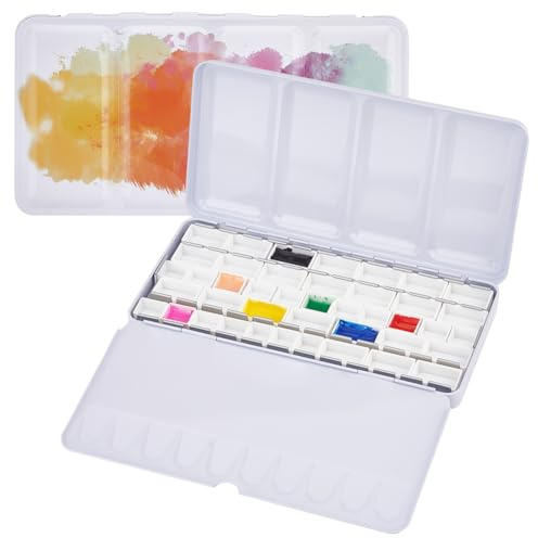 PH PandaHall Leerer Aquarell Dosenpaletten Farbkoffer Große Aquarell Palettenbox Aus Metall Mit 42 Stück 2 ml/3.2 ml Pfannen Für DIY Malerei Reiseetui