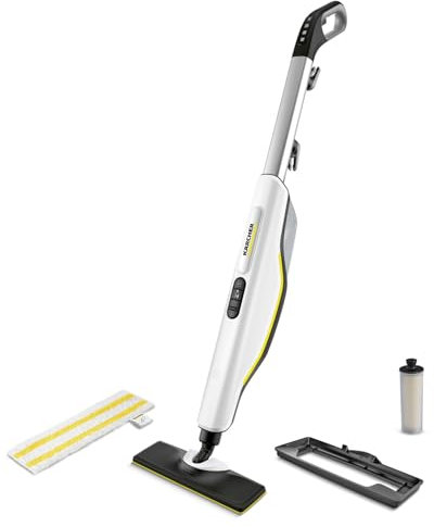 Kärcher SC 3 Upright Steam Mop, Heating Time: 30 seconds, Area Coverage: approx 60 m², Tank: 0.5 l, Heating Output: 1,600 W. Floor Nozzle, Floor Cloth, Carpet Glider, Descaling Cartridge Included