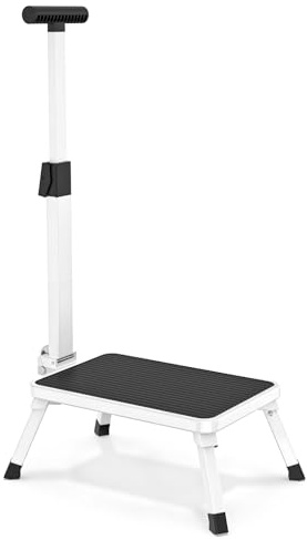 Step Stools for Adults, Foldable Step Stool with Handle for Elderly Seniors Stepping Stool with Non-Slip Step Platform Metal Stool in Kitchen, Bedroom,Bathroom,330 Lbs Capacity(Patent Protection)