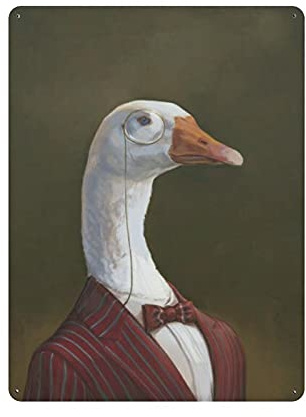 Sir Goose, Funny Goose Portrait Blechschilder, Honk Retro, lustiges Metallschild, Vintage-Poster, Wandkunst für Küche, Garten, Badezimmer, Bauernhof, Zuhause, Kaffee, Dekor, Blechschild, 30,5 x 40,6 c