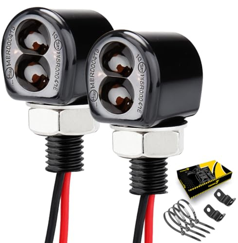 TSUNG Mini Motorcycle Turn Signals Light LED Micro Blinkers for Front/Rear Universal Aftermarket Small Indicator for Cafe Racer Bobber Cruiser Street Bikes (B-Black)