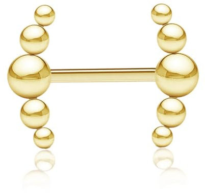 viva-adorno Nippelpiercing Brustpiercing Brustwarzenpiercing Barbell Piercing Kugel Bögen Piercingstab Hantel Z576, gold