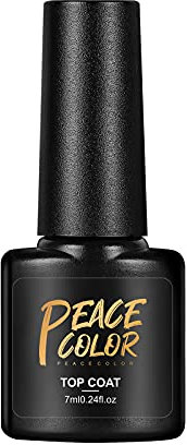 PEACECOLOR 7ML Top Coat Soak off Gel Glossy Top Coat Nail Polish No Wipe LED Lamp Needed Clear Nail Gel Top Coat Nail Varnish Top Coat for Women Girls Nail DIY Beginner Home Salon Gift