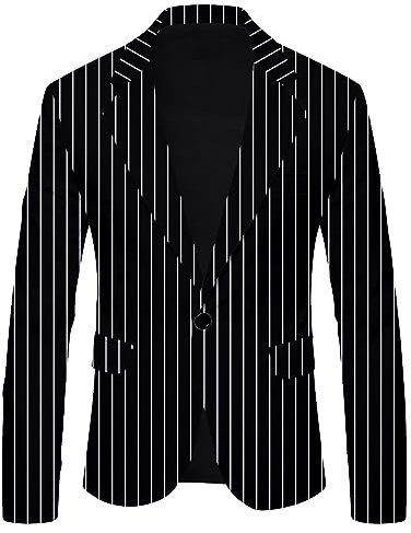 Vestito da uomo con stampa a righe moda moda top coat casual Natale Mens abiti, Nero , XXXL