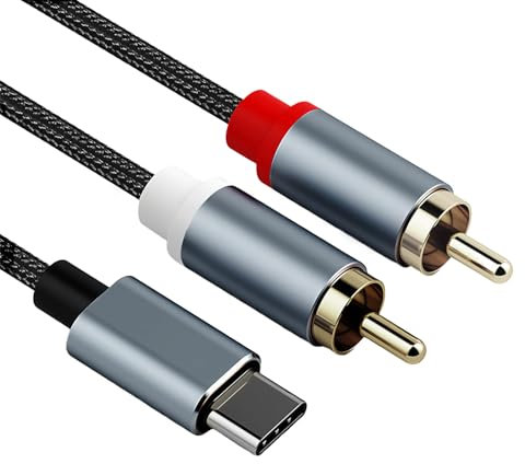 USB C to 2 RCA Cable, Gold-plated Type C to Phono Audio Cable Y Splitter Compatible With iPhone15 Pro Max Huawei Samsung Galaxy Phone Pixel Tablet Amplifier Speaker Turntable Car Stereo, 1M