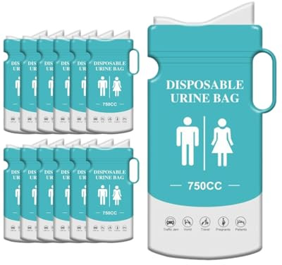 12 Stück Urinbeutel, Einweg-Urinbeutel mit Griff, 750ml Tragbare Natursekt Beutel, Notfall-Toilettenbeutel, Reisen unisex, Auto-Notfall-Urinbeutel, Anti-Geruch und Auslaufen Erbrochenem Urinbeutel