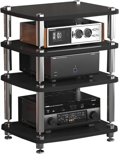 HiFi-Rack Druckerregal TV-Regal 4-stufige Phonoschrank CD DVD Verstärker-Rack Lautsprecher-Rack Mit Verstellbaren Ablagen Audio-Tower Für Home Office Kino(Style 2)