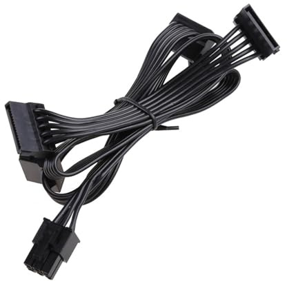 Zgehnao Cable de alimentación de 6 pines a 4 para G1G2G3 Power Modular 18AWG negro FlatLine 40 cm + 15 cm + 15 cm + 15 cm