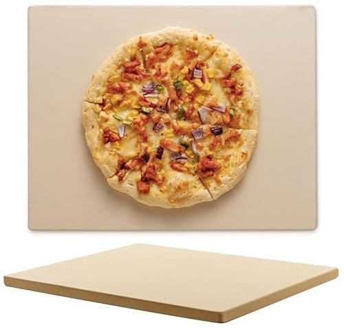 RMZUROCK Pizza grilling stone suitabel for oven,15 x 12 Rectangle baking stone for Pizza, Bread, Grill (15 * 12 Inch)