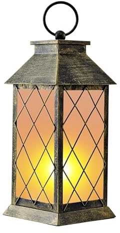 18 Solar Lantern with Flickering Flame Light, Large Outdoor Waterproof Solar Lanterns Hanging Metal Decorative Lantern for Patio Front Porch Garden Yard Outside Tabletop Mothers Day Gifts Grandma