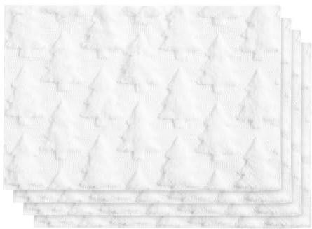 Artoid Mode Plüsch Samt kunstfell Felloptik Weiß Kiefern Weihnachten Platzsets 4er Set, 30x45cm Winter Urlaub Tischsets Platzdeckchen Küche Party Deko