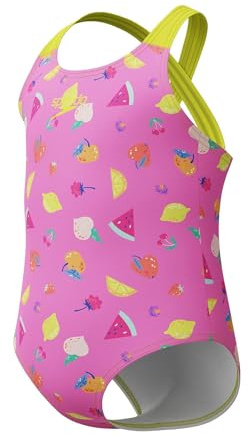 Speedo Print Crossback One Piece Traje de baño para Niñas, Rosa, 4 años