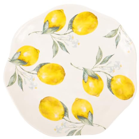 Cabilock Assiette Motif Citron 20 Cm en Céramique Lisse Résistante pour Service Fruits et Desserts Réunion Famille Fête