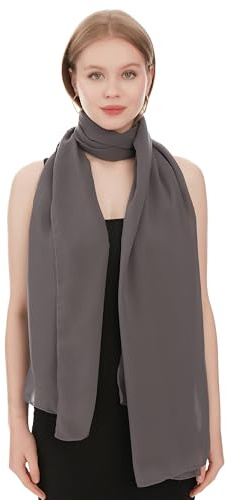 Chiffong Sjal Scarf För Dam – Lätt Och Tunn Halsduk Mode Sjalar för Kvinnor - Chiffon Vårsjal - Elegant Sommarsjal För Damer - Chiffongsjal Bröllopssjal Balwrap Cocktailsjal (Mörkgrå)