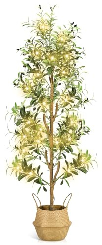 NZQXJXZ Olivenbaum Künstlich 180 cm mit Lichtern, Künstlicher Olivenbaum