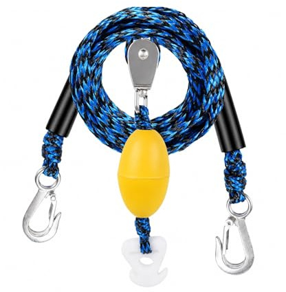 Azarton Boots-Schleppgeschirr für bis zu 4 Nutzer, Schleppseil mit Haken und Drehpulley, schwimmfähig, rostbeständig, für Tube, Wakeboard, Wasserski, Kajak und Ponton