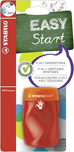 STABILO - Ergonomischer Dosen-Spitzer für Rechtshänder - EASYsharpener - 3 in 1 - orange