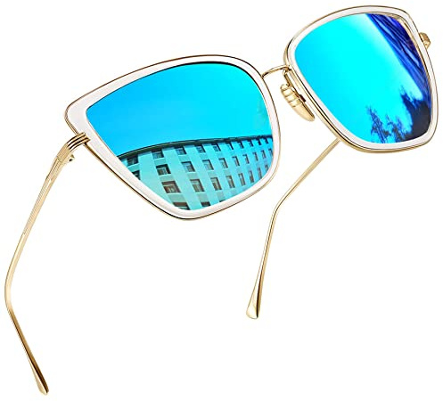 Joopin Übergroße Sonnenbrille Damen Katzenauge Große Cat-eye-Brille UV400 | Oversize XXL, Unpolarisierte, Nicht für kleine Gesichter geeignet, Metallrahmen, Cosplay, Party, Fahren, Einkaufen, Reisen