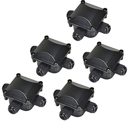 Pretop - scatola connettore cavi impermeabile cavo di collegamento giunzione cavo a terra IP68, 230 V, nero, set da 5