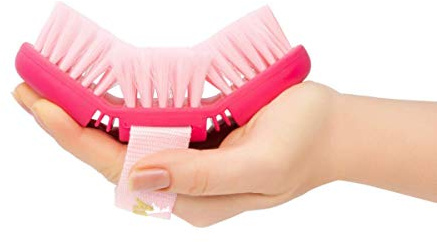 Animalon | Pferde Putzzeug für Kind | Kardätsche in pink | Kinderkardätsche | Flexible & Ergonomische Pferdebürste mit Klettverschluss | Pferdeputzzeug | Pferdegeschenke
