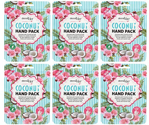 Derma V10 Deeply Moisturising Coconut Hand Pack, Enriched with Coconut Oil and Vitamin E - 6 Pack